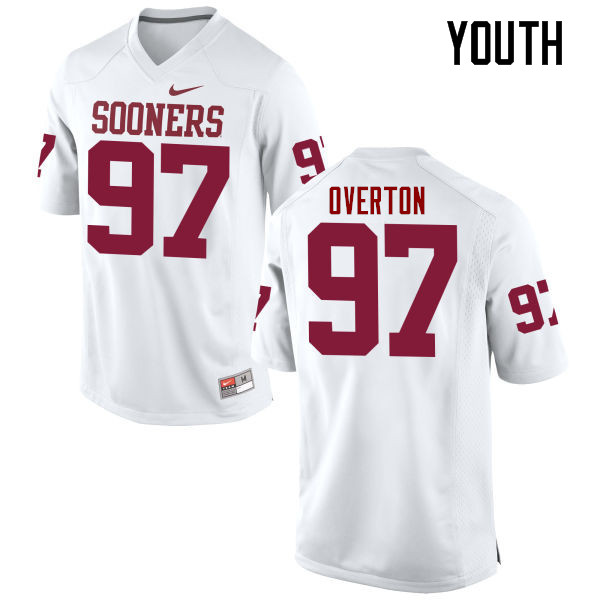 Youth Oklahoma Sooners #97 Marquise Overton College Football Jerseys Game-White - Click Image to Close